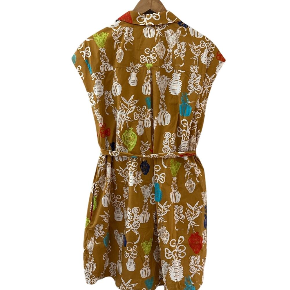Anthropologie Maeve Toni Tunic Dress‎ Gold Pockets Tie Waist Size Large Petite - Picture 5 of 12